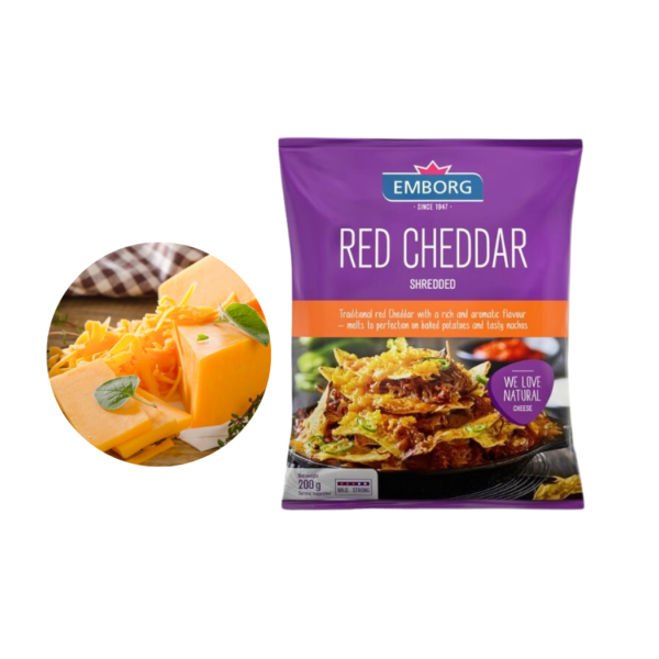 Phô mai bào Emborg Red Cheddar gói 200 g